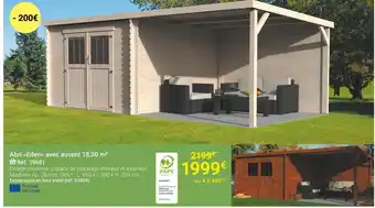 Abri eden avec auvent 18,30 m²