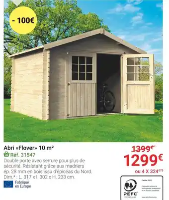 Gamm vert Abri flover 10 m² offre