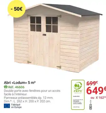 Gamm vert Abri lodum 5 m² offre