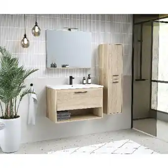 Brico Dépôt Ensemble meuble + vasque + miroir "trendy" l. 80 cm offre