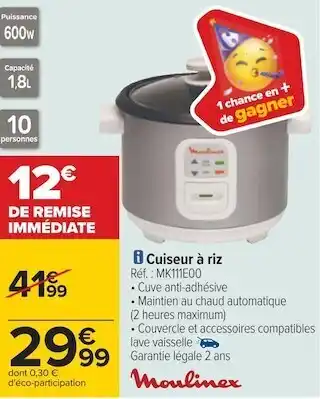 Carrefour Moulinex cuiseur à riz offre