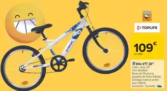 Carrefour Toplife vélo vtt 20'' offre