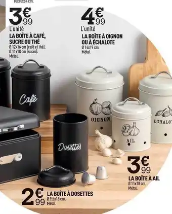 Centrakor La Boîte à Café, Sucre Ou Thé, La Boîte à Oignon Ou à échalote, La Boîte à Dosettes, La Boîte à Ail offre