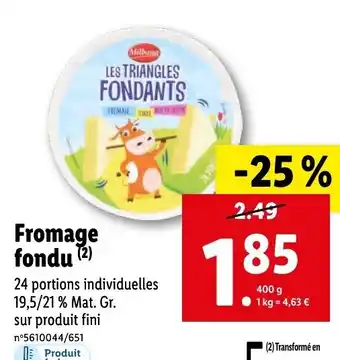 Lidl Fromage Fondu offre