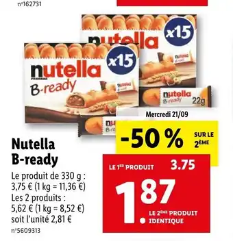 Lidl Nutella B-Ready offre