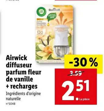 Lidl Airwicj Dffuseur Parfum FLeur De Vanille + Recharges offre