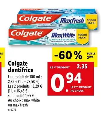 Lidl Colgate Dentifrice offre