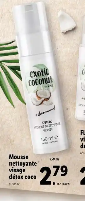 Lidl Mousse Nattoyante Visage Détoc Coco offre
