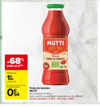 Carrefour Market Purée de tomates Mutti offre