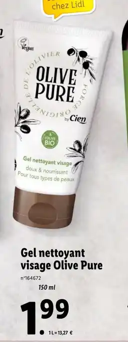 Lidl Gel Nettoyant Visage Olvie Pure offre