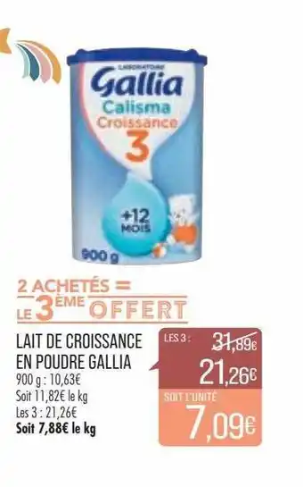 Match Lait de croissance en poudre gallia offre