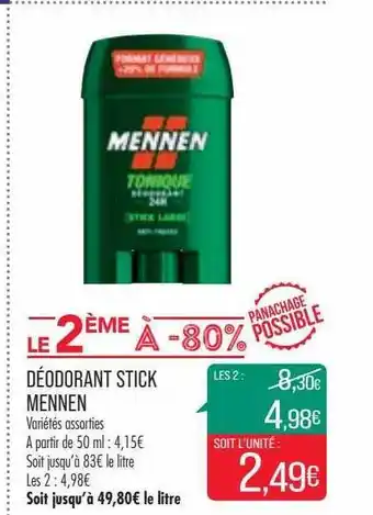 Match Déodorant stick mennen offre