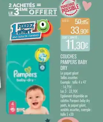 Match Couches pampers baby dry offre