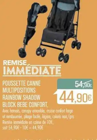 Match Poussette canne multipositions rainbow shadow block bébé confort offre