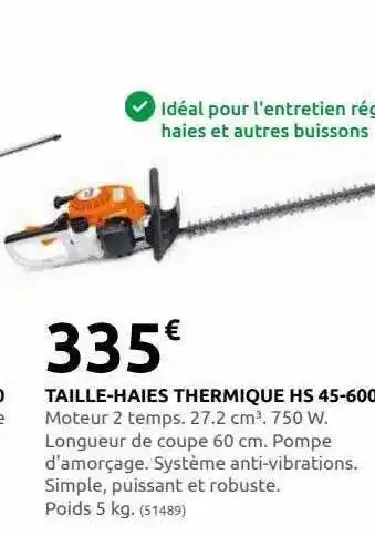 Rural Master Taille-haies thermique hs 45-600 offre