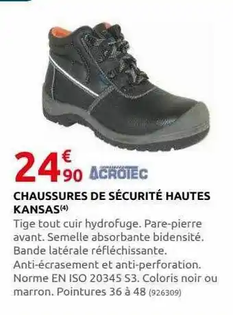 Rural Master Chaussures de sécurité hautes kansas acroiec offre