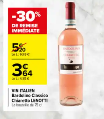 Carrefour Market Vin Italien Bardolino Classico Chiaretto Lenotti offre