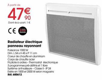 Brico Pro Radiateur électrique panneau rayonnant offre