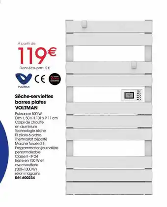 SĂšche-serviettes barres plates voltman