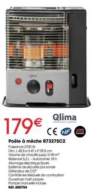Brico Pro Poêle à mèche r7327sc2 qlima offre
