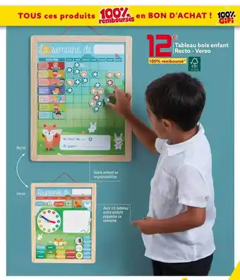 Gifi Tableau bois enfant recto-verso offre