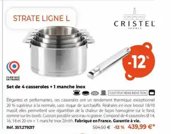 Mathon Set de 4 casseroles + 1 manche inox offre