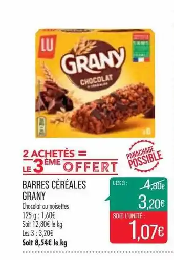 Match Barres céréales grany offre