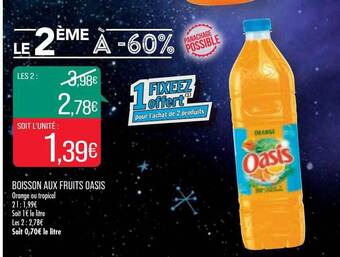Match Boisson aux fruits oasis offre