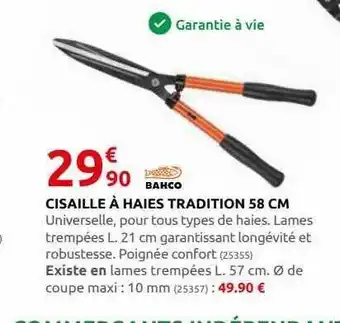 Cisaille à haies tradition 58 cm bahco