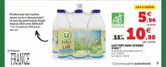 U Express Lait uht demi-écrémé u bio offre