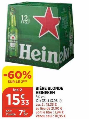 Bi1 Bière blonde heineken offre