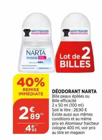 Bi1 Déodorant narta offre