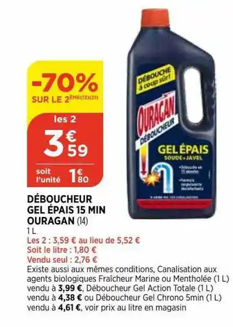 Bi1 Déboucheur gel épais 15 min ouragan offre