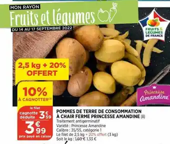 Bi1 Pommes de terre de consommation à chair ferme princesse amandine offre