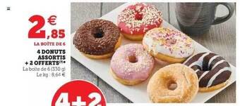 Hyper U 4 donuts assortis + 2 offerts offre
