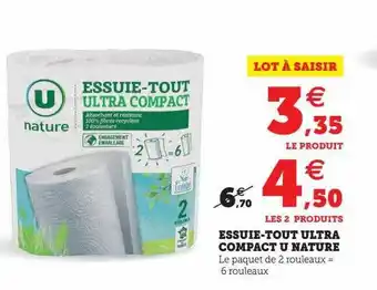 Hyper U Essuie-tout ultra compact u nature offre