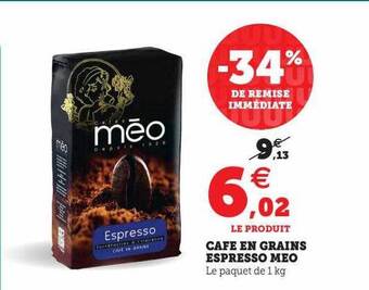 Hyper U Café en grains espresso meo offre