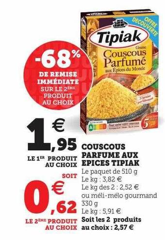 Hyper U Couscous parfumé aux épices tipiak offre