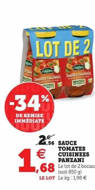 Hyper U Sauce tomates cuisinées panzani offre