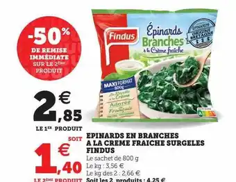 Hyper U Épinards en branches à la crème fraîche surgelés findus offre
