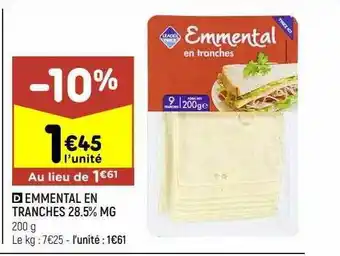 Emmental en tranches 28.5% mg