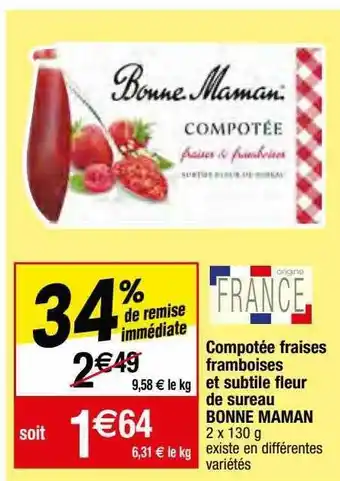 Migros Compotée fraises framboises et subtile fleur de sureau bonne maman offre