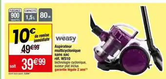 Migros Aspirateur multicyclonique sans sac weasy offre