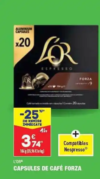 ALDI Capsules de café forza l'or offre