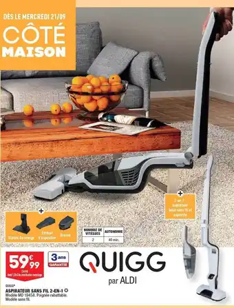 ALDI Aspirateur sans fil 2-en-1 quigg offre