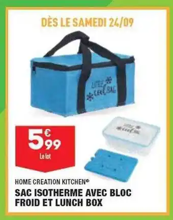 ALDI Sac isotherme avec bloc froid et lunch box home creation kitchen offre