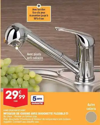 ALDI Mitigeur de cuisine avec douchette flexible home creation kitchen offre
