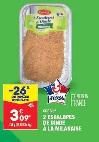 ALDI 2 escalopes de dinde à la milanaise corril offre