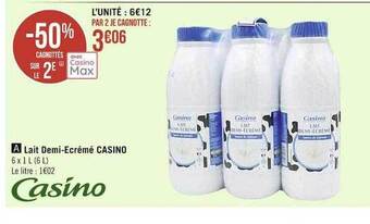 Casino Supermarchés Lait demi-écrémé casino offre