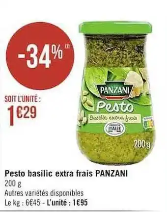 Casino Supermarchés Pesto basilic extra frais panzani offre